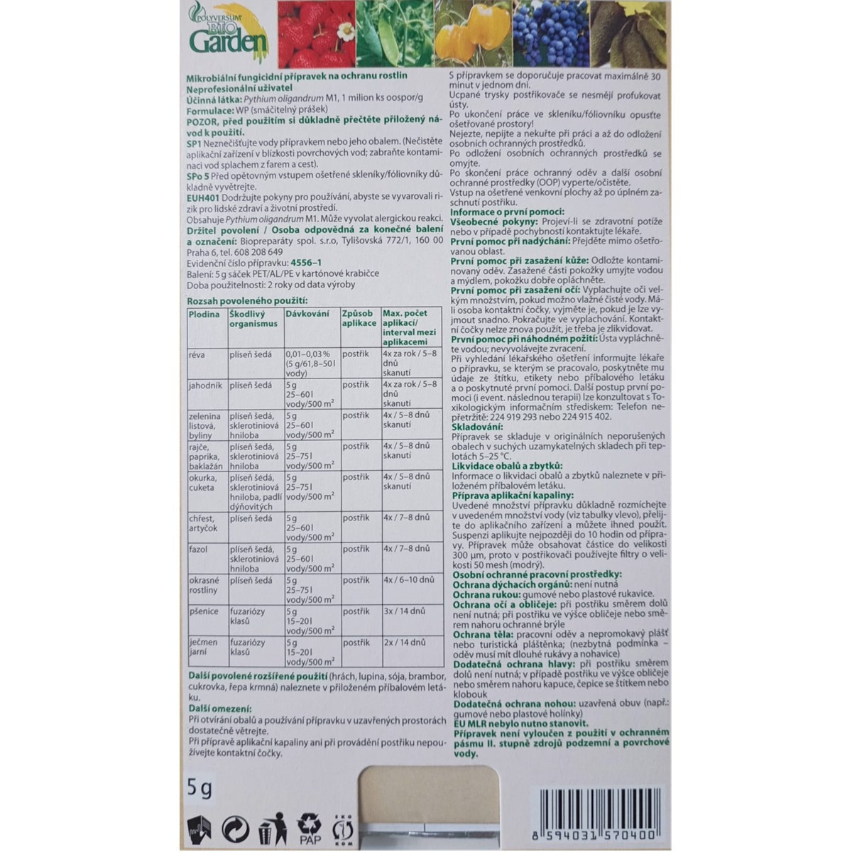 Polyversum - Biologický prípravok proti plesňovým chorobám - 5 g - 1 ks