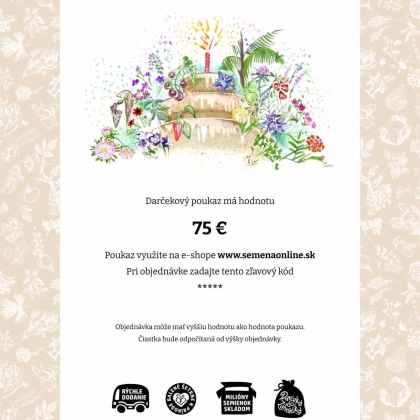Poukážka k narodeninám v hodnote 75 EUR