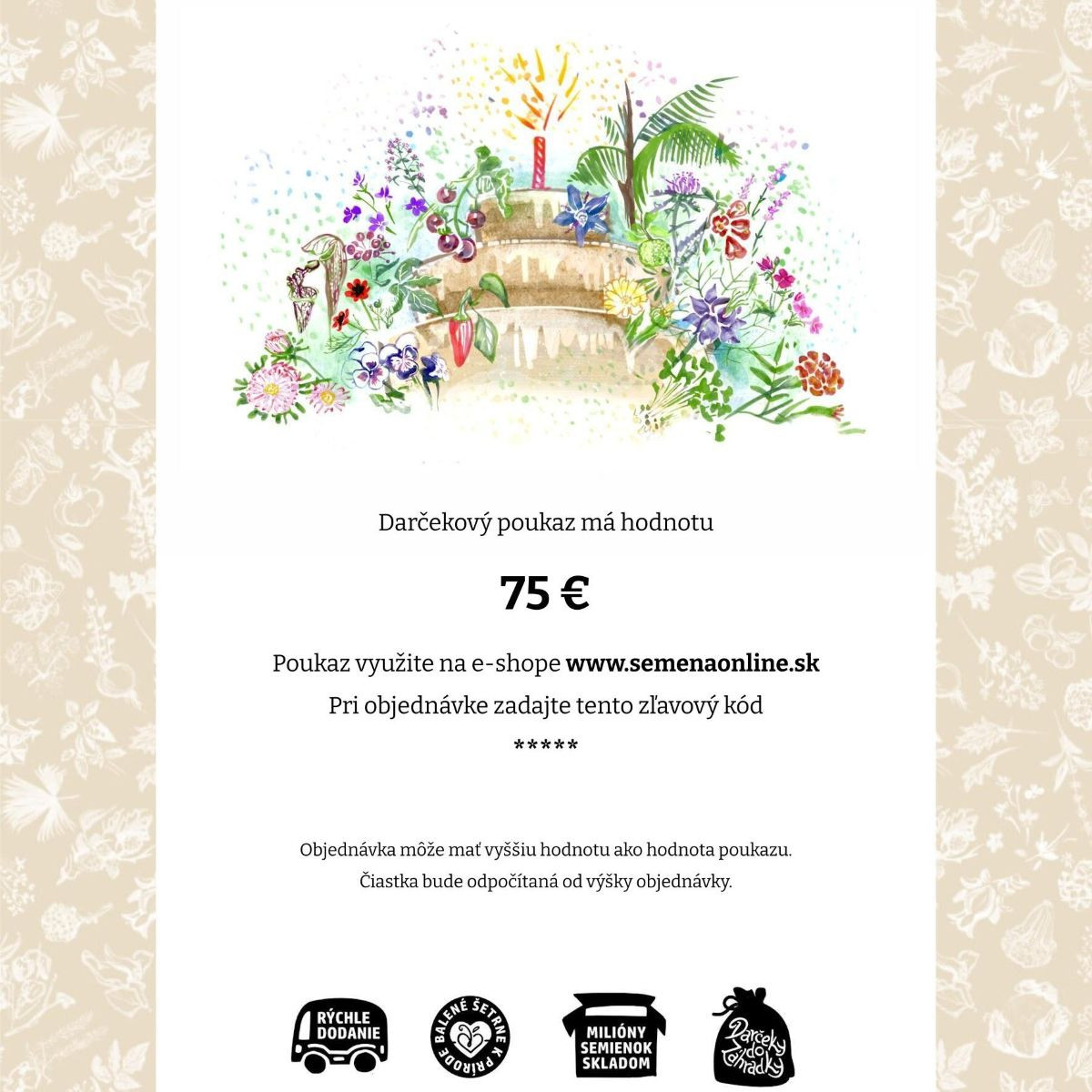 Poukážka k narodeninám v hodnote 75 EUR
