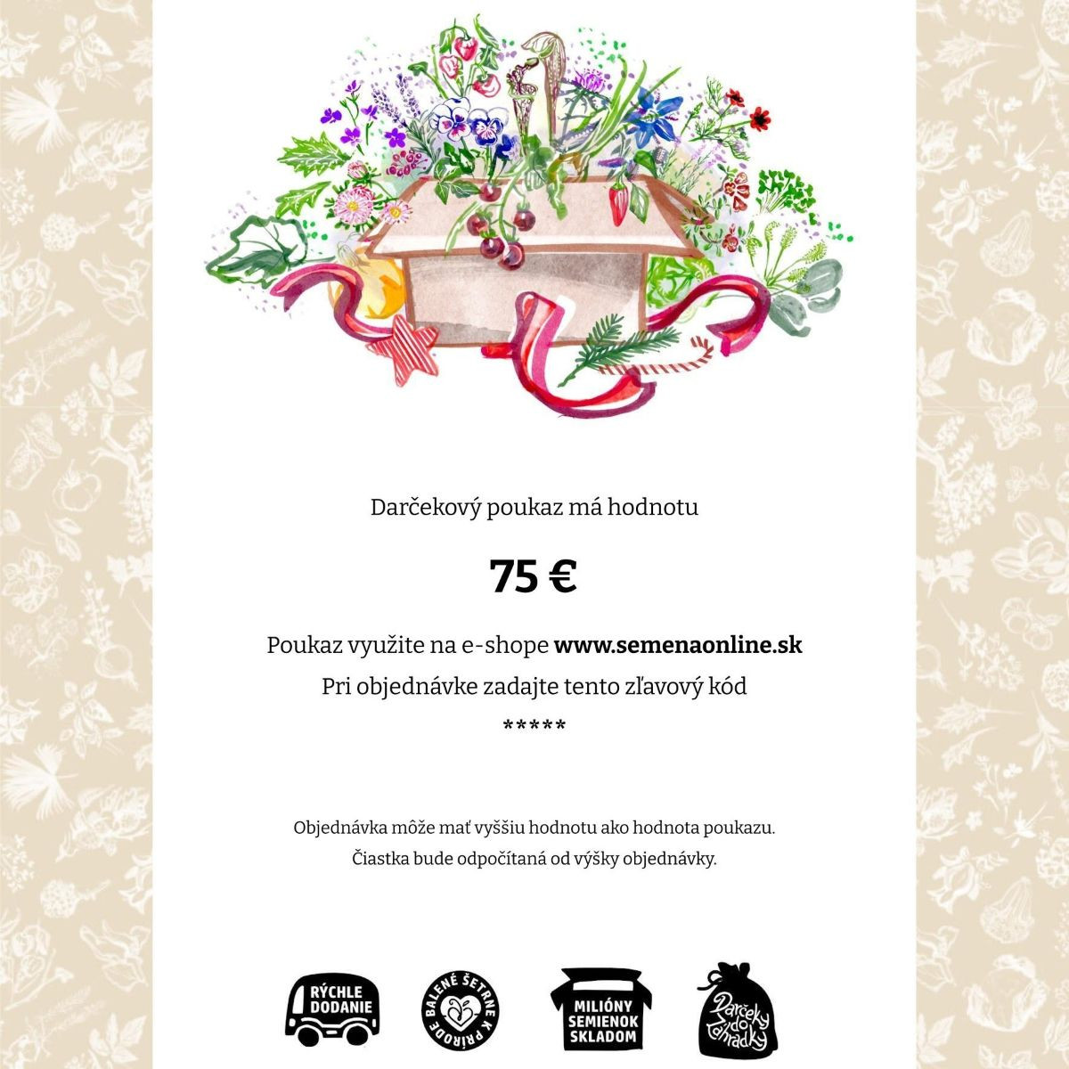 Poukážka k Vianociam v hodnote 75 EUR