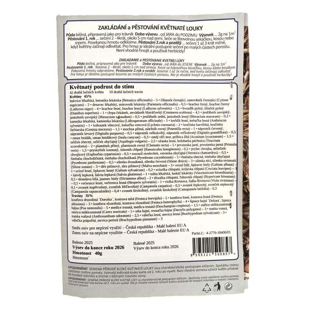 Kvetnatý podrast do tieňa - Planta Naturalis - lúčna zmes - 40 g