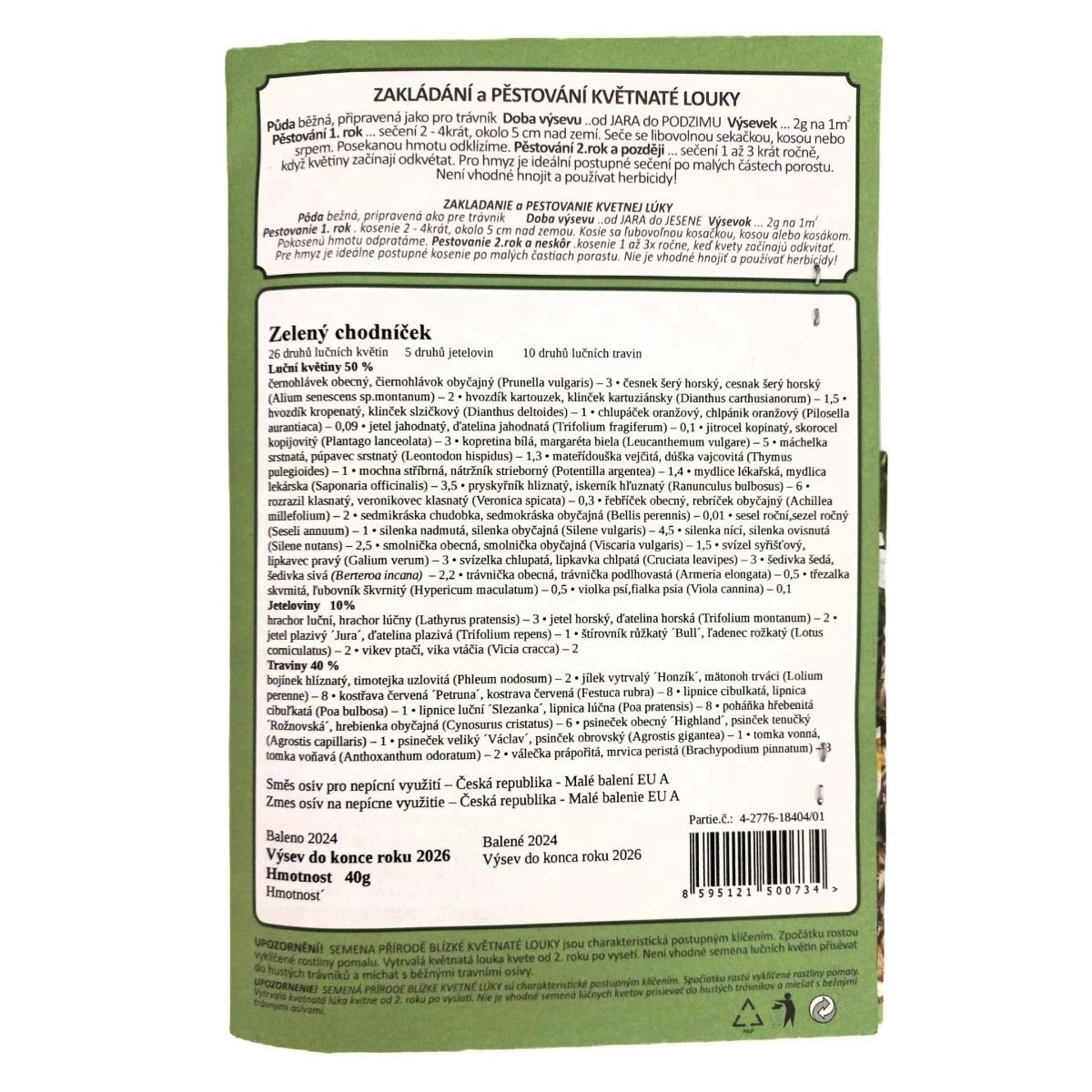 Zelený chodníček - Planta Naturalis - lúčna zmes - 40 g
