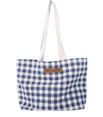 Plátená taška s kockovaným vzorom - modro-biela - Strömshaga AB - predaj doplnkov do domácnosti - 1 ks