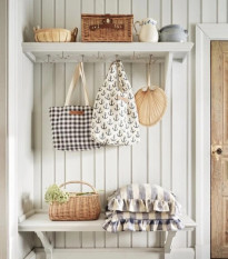 Plátená taška s kockovaným vzorom - modro-biela - Strömshaga AB - predaj doplnkov do domácnosti - 1 ks