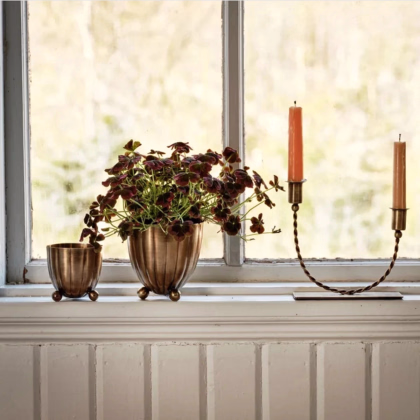 Dekoratívny kvetináč Vilmer - antik mosadz - Strömshaga AB - 8,5 x 8,5 cm - predaj obalov - 1 ks