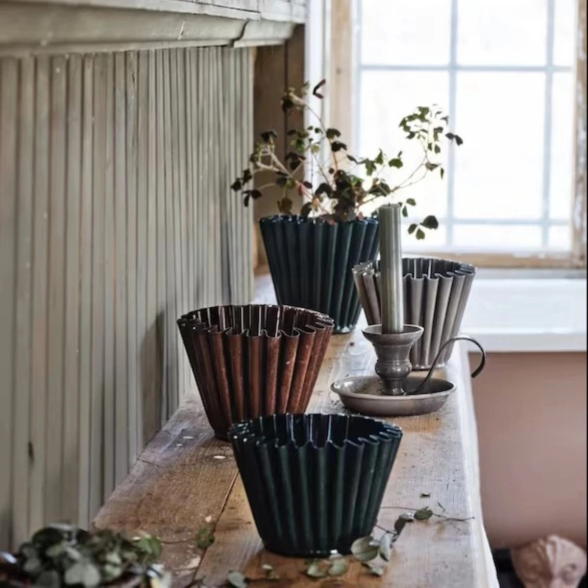 Kovový kvetináč Ronja – zelený – veľ. XS – Strömshaga – predaj obalov