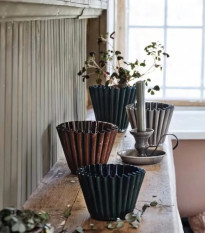 Kovový kvetináč Ronja - zelený - veľ. M - Strömshaga AB - predaj obalov - 1 ks